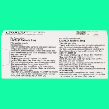 Thuốc Livalo Tablets 2mg có tác dụng hỗ trợ điều chỉnh chế độ ăn và thay đổi lối sống để hạ mỡ máu