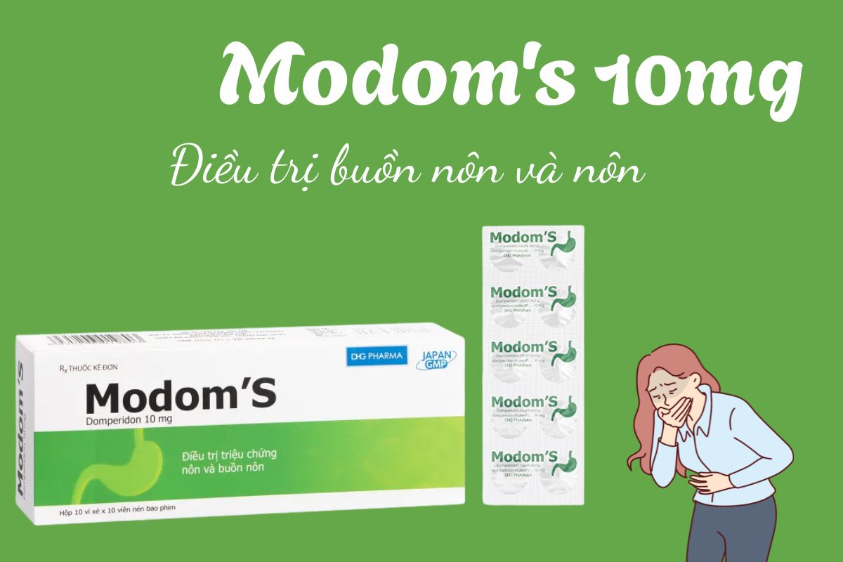Modom's 10mg 16 Thuốc Modom's 10mg có tác dụng giảm nôn và buồn nôn