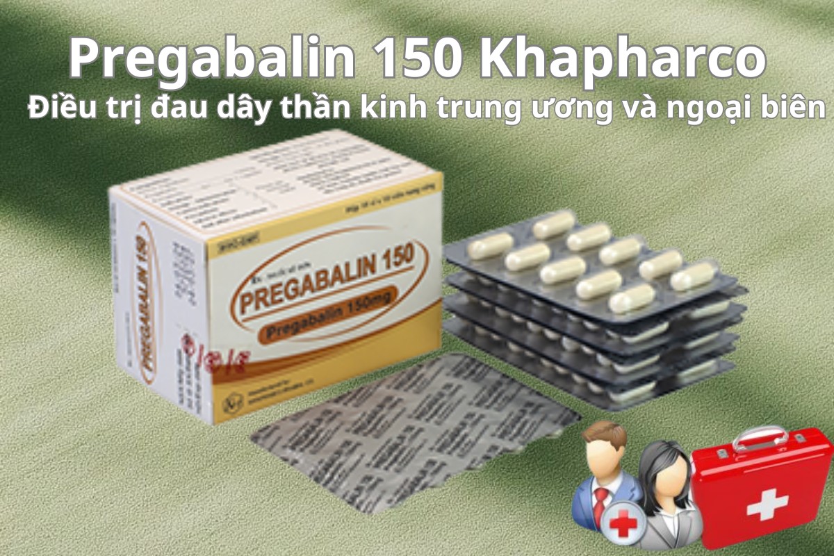 Pregabalin 150 Khapharco 7 Pregabalin 150 Khapharco điều trị viêm dây thần kinh trung ương và ngoại biên