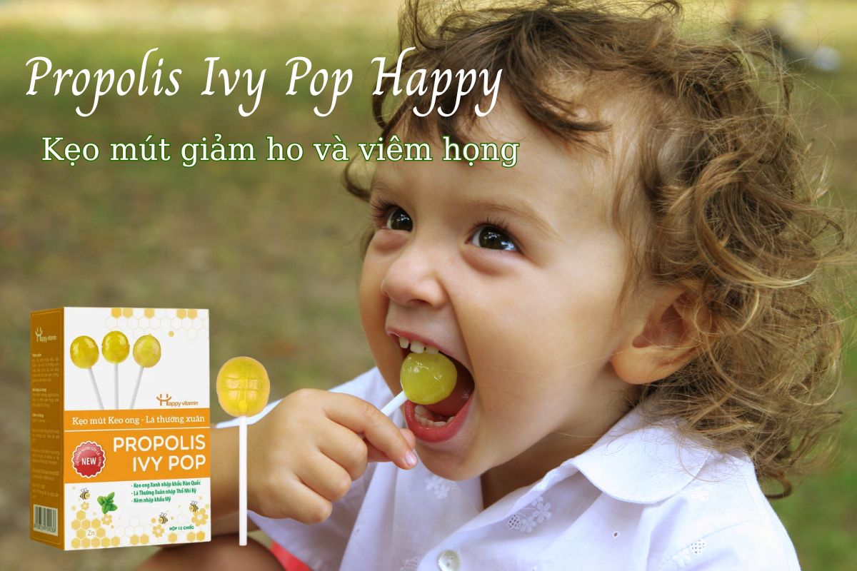 Kẹo mút keo ong Propolis Ivy Pop Happy 12 Propolis Ivy Pop Happy
