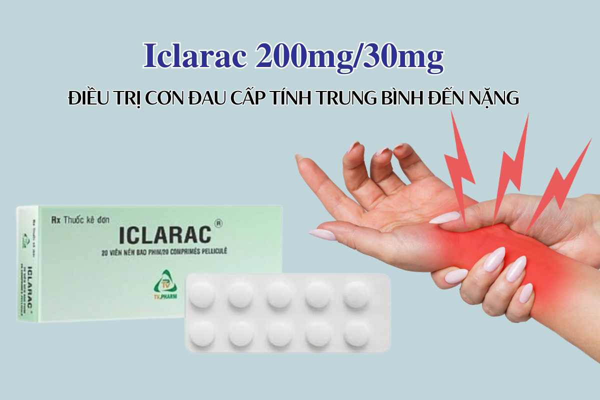 Iclarac 200mg/30mg chống viêm, hạ sốt, giảm đau nhẹ đến trung bình