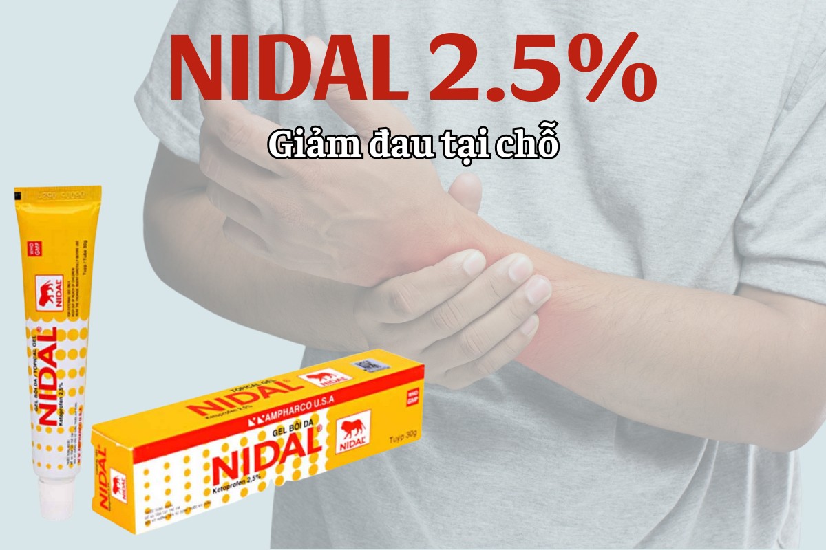 Nidal Gel 2.5% 9 Nidal Gel 2.5% giảm đau tại chỗ