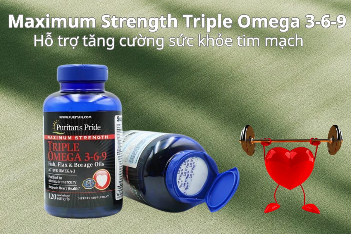 Maximum Strength Triple Omega 3-6-9 8 Maximum Strength Triple Omega 3-6-9 hỗ trợ tăng cường sức khỏe tim mạch
