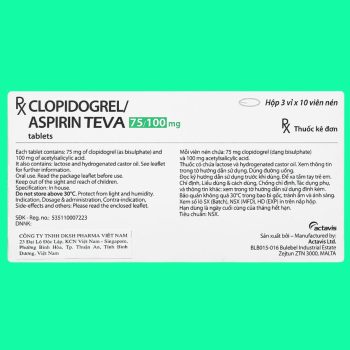 Clopidogrel/Aspirin Teva 75/100mg