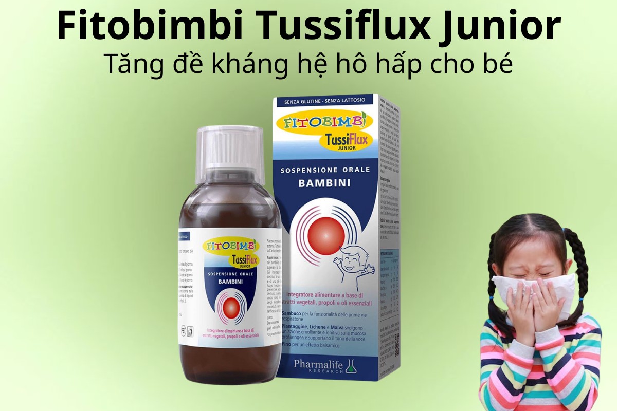 Fitobimbi Tussiflux Junior tăng đề kháng hệ hô hấp cho bé