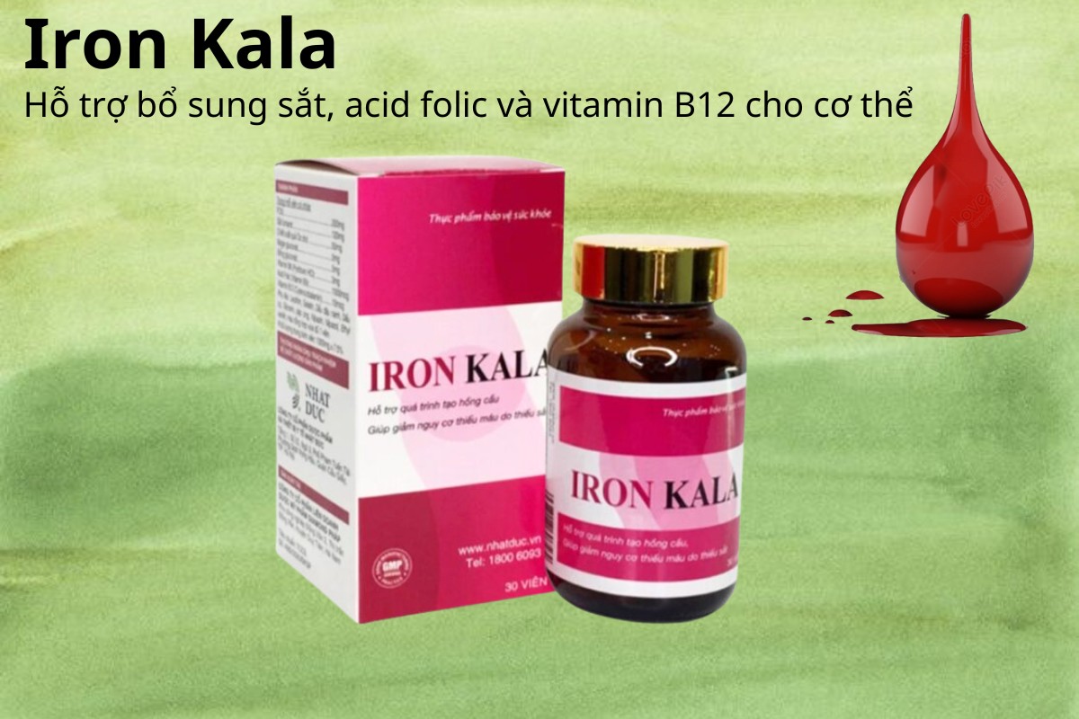 Iron Kala 5 Iron Kala bổ sung sắt, acid folic và vitamin B12 cho cơ thể