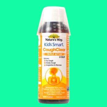 Nature’s Way Kids Smart Cough Clear Triple Action Syrup có tác dụng hỗ trợ làm dịu cổ họng, giảm các biểu hiện như ho, đờm, sốt nhẹ