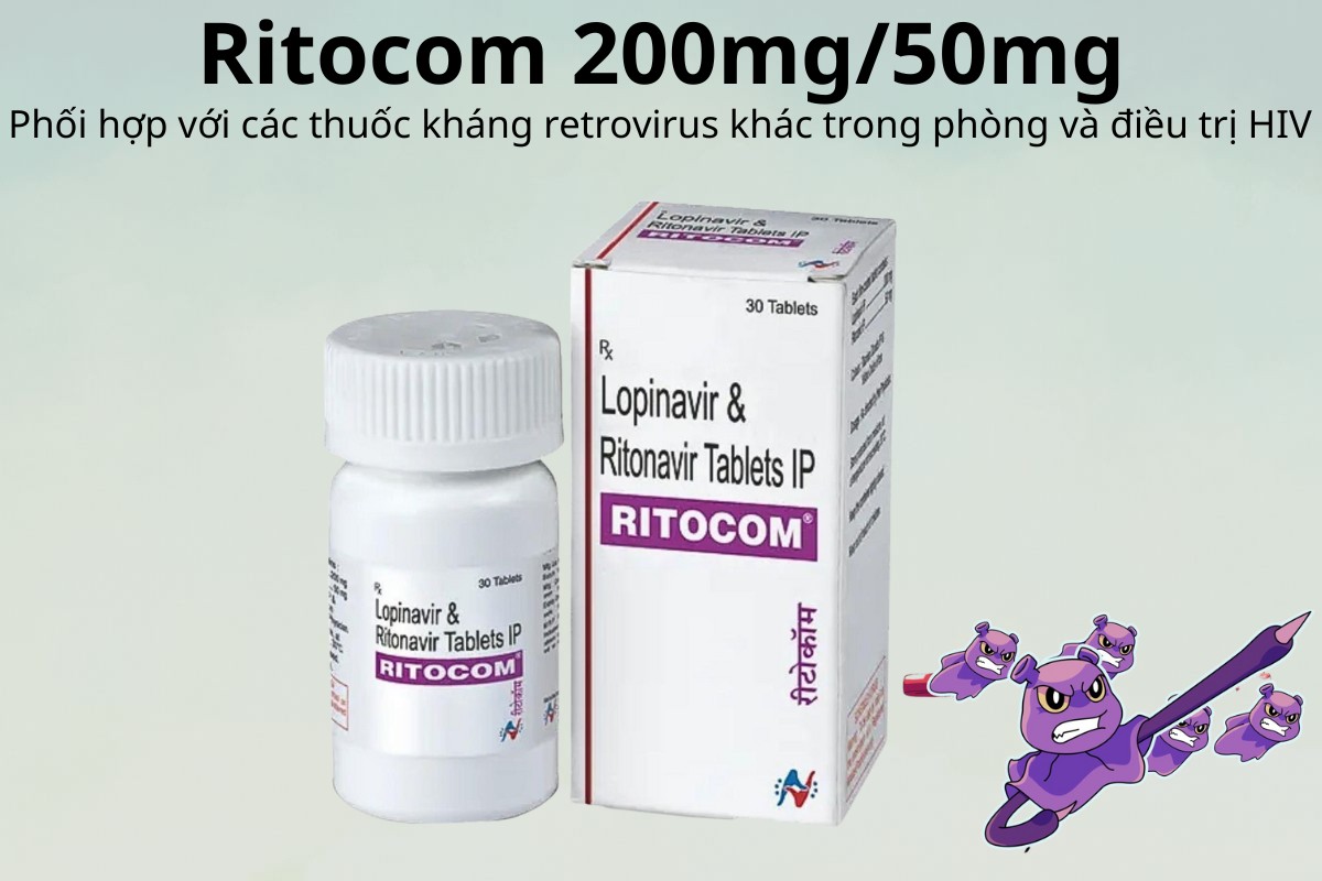 Ritocom 200mg/50mg 6 Ritocom 200mg/50mg phối hợp với các thuốc kháng retrovirus khác để điều trị nhiễm HIV