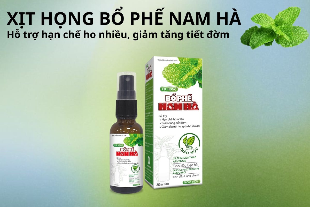 Xịt Họng Bổ Phế Nam Hà hỗ trợ hạn chế ho nhiều, giảm tăng tiết đờm