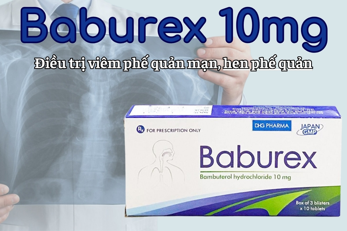 Baburex 10mg 18 Baburex 10mg điều trị viêm phế quản mạn, hen phế quản