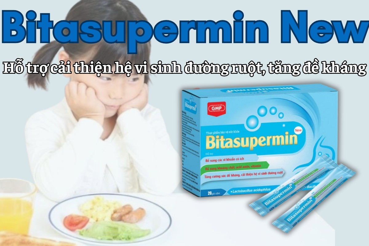 Bitasupermin New 7 Bitasupermin New cải thiện hệ vi sinh đường ruột, tăng cường đề kháng, giảm triệu chứng tiêu chảy, đầy bụng, ăn chậm tiêu, rối loạn tiêu hóa