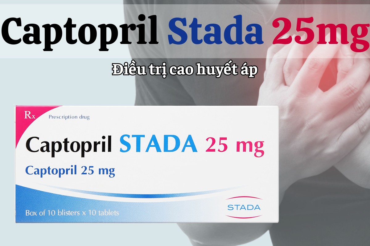 Captopril Stada 25mg 8 Captopril Stada 25mg điều trị cao huyết áp