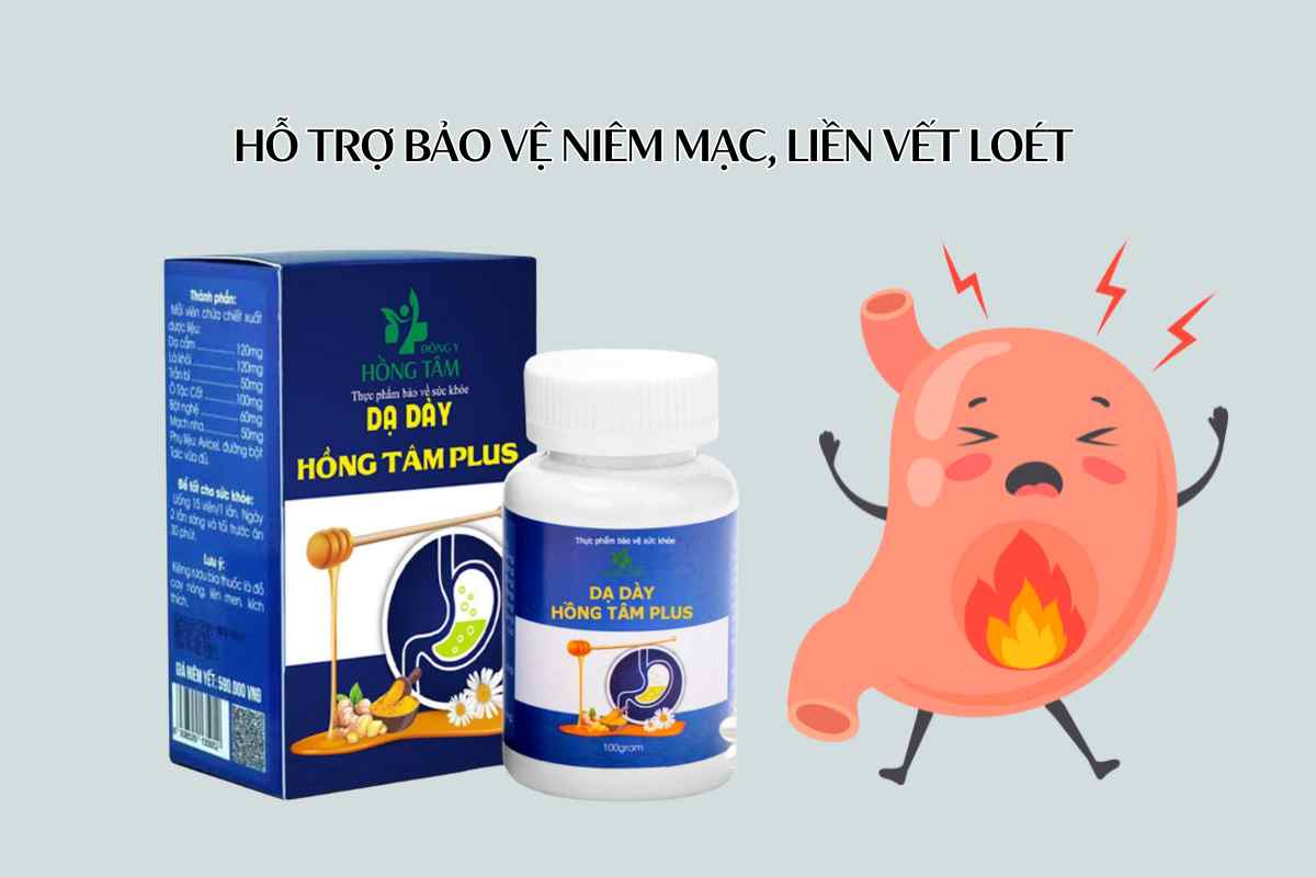 Dạ Dày Hồng Tâm Plus 9 Dạ Dày Hồng Tâm Plus hỗ trợ bảo vệ niêm mạc, liền vết loét