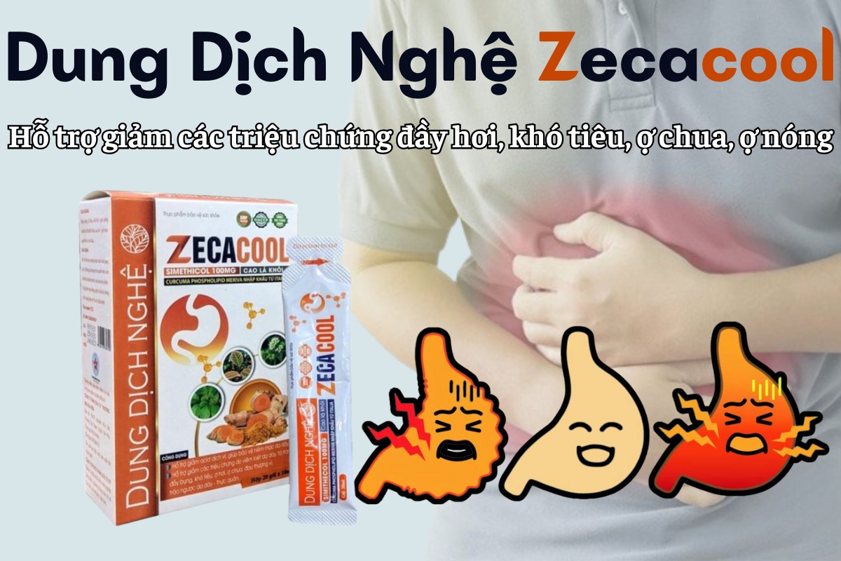 Dung Dịch Nghệ Zecacool 12 Dung Dịch Nghệ Zecacool giảm triệu chứng đầy hơi, khó tiêu, ợ chua, ợ nóng