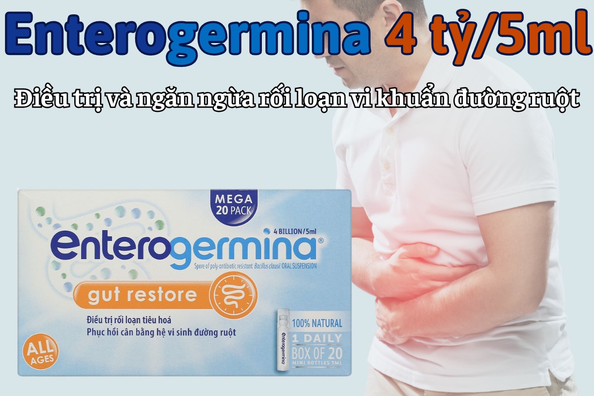 Enterogermina 4 tỷ/5ml điều trị và ngăn ngừa rối loạn vi khuẩn đường ruột