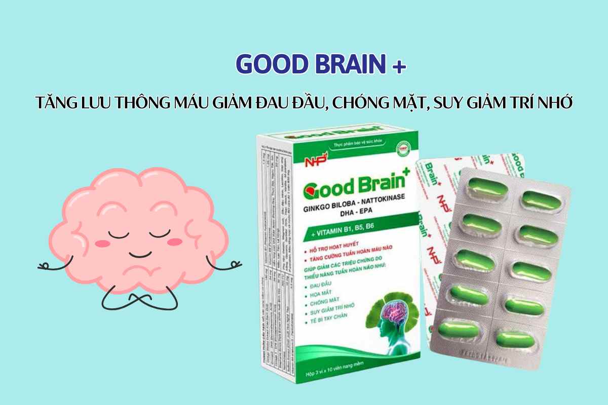 Good Brain+ 7 Good Brain+ hỗ trợ giảm đau đầu, chóng mắt, suy giảm trí nhớ