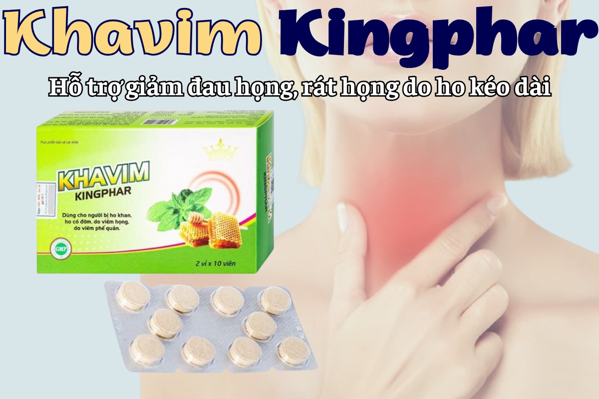 Khavim Kingphar 11 Khavim Kingphar hỗ trợ giảm đau họng, rát họng do ho kéo dài