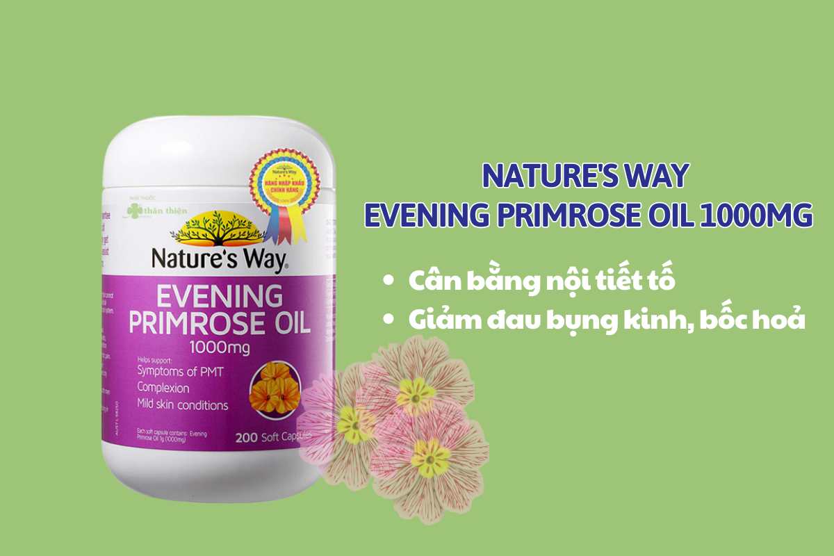 Nature's Way Evening Primrose Oil 1000mg 9 Nature's Way Evening Primrose Oil 1000mg cân bằng nội tiết tố