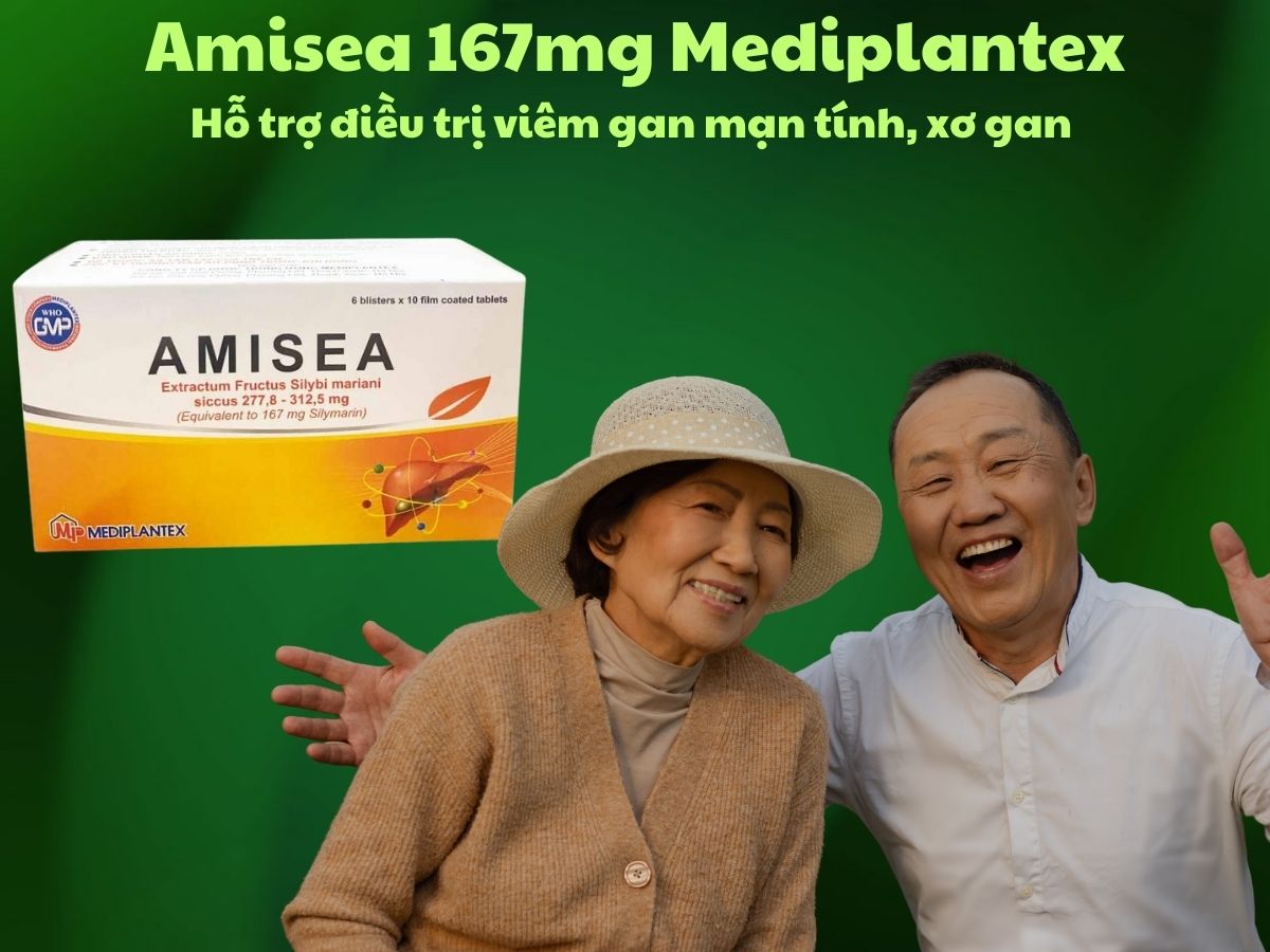 Amisea 167mg Mediplantex 12 Thuốc Amisea 167mg Mediplantex có tác dụng hỗ trợ điều trị viêm gan mạn, xơ gan