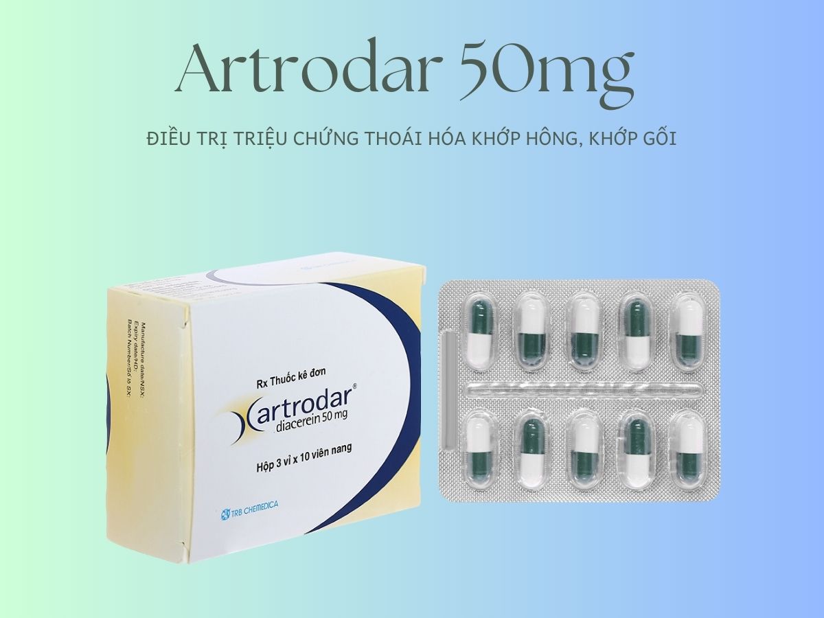 Artrodar 50mg 14 Thuốc Artrodar 50mg điều trị triệu chứng thoái hóa khớp hông, khớp gối