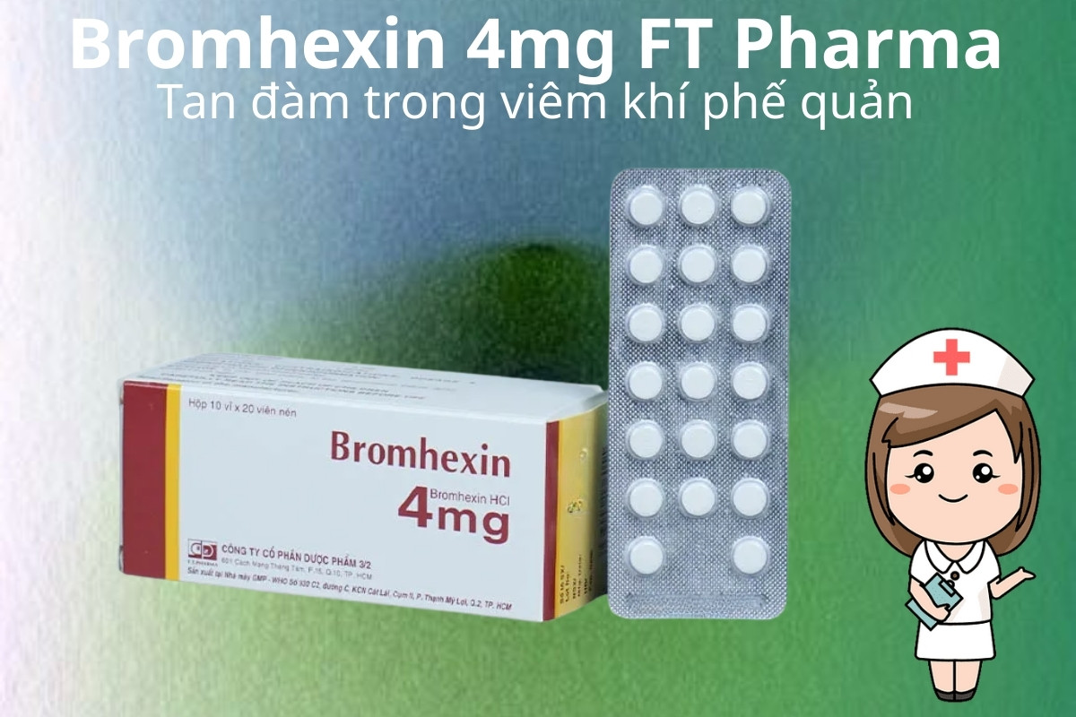 Bromhexin 4mg FT Pharma 10 Bromhexin 4mg FT Pharma tan đàm trong viêm khí phế quản
