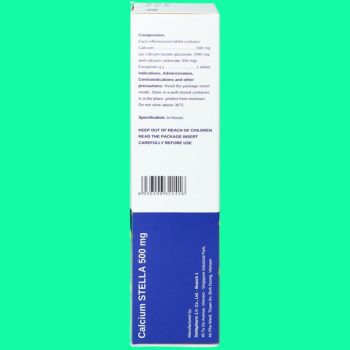Viên sủi Calcium Stella 500mg có tác dụng phòng và điều trị thiếu hụt calci