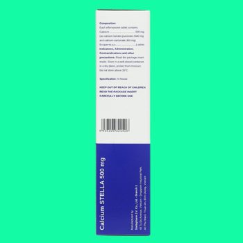 Viên sủi Calcium Stella 500mg có tác dụng phòng và điều trị thiếu hụt calci
