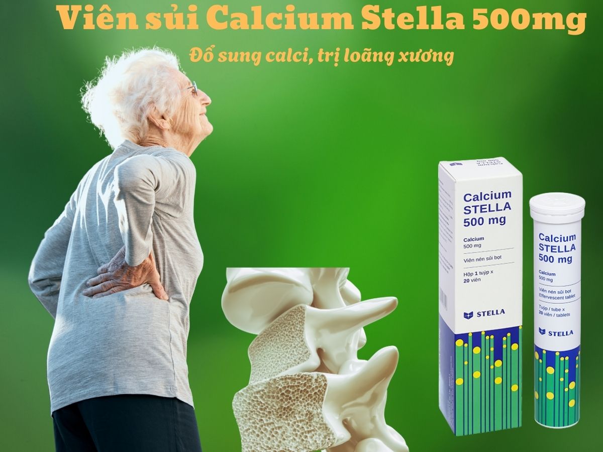 Viên sủi Calcium Stella 500mg 10 Viên sủi Calcium Stella 500mg có tác dụng phòng và điều trị thiếu hụt calci