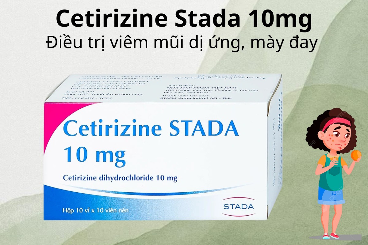 Cetirizine Stada 10mg điều trị viêm mũi dị ứng, mày đay