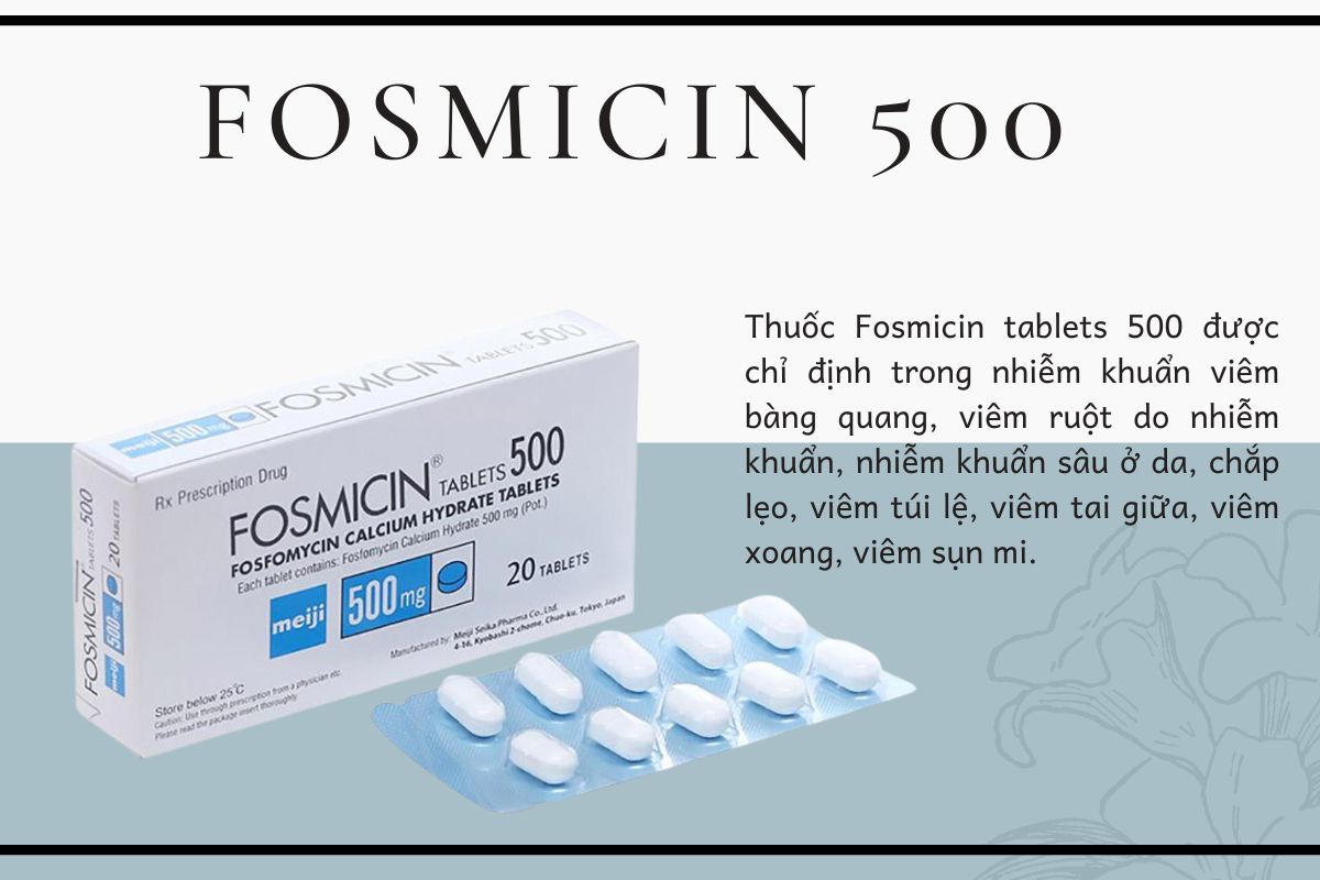 Fosmicin tablets 500 điều trị nhiễm khuẩn sâu ở da, viêm bàng quang