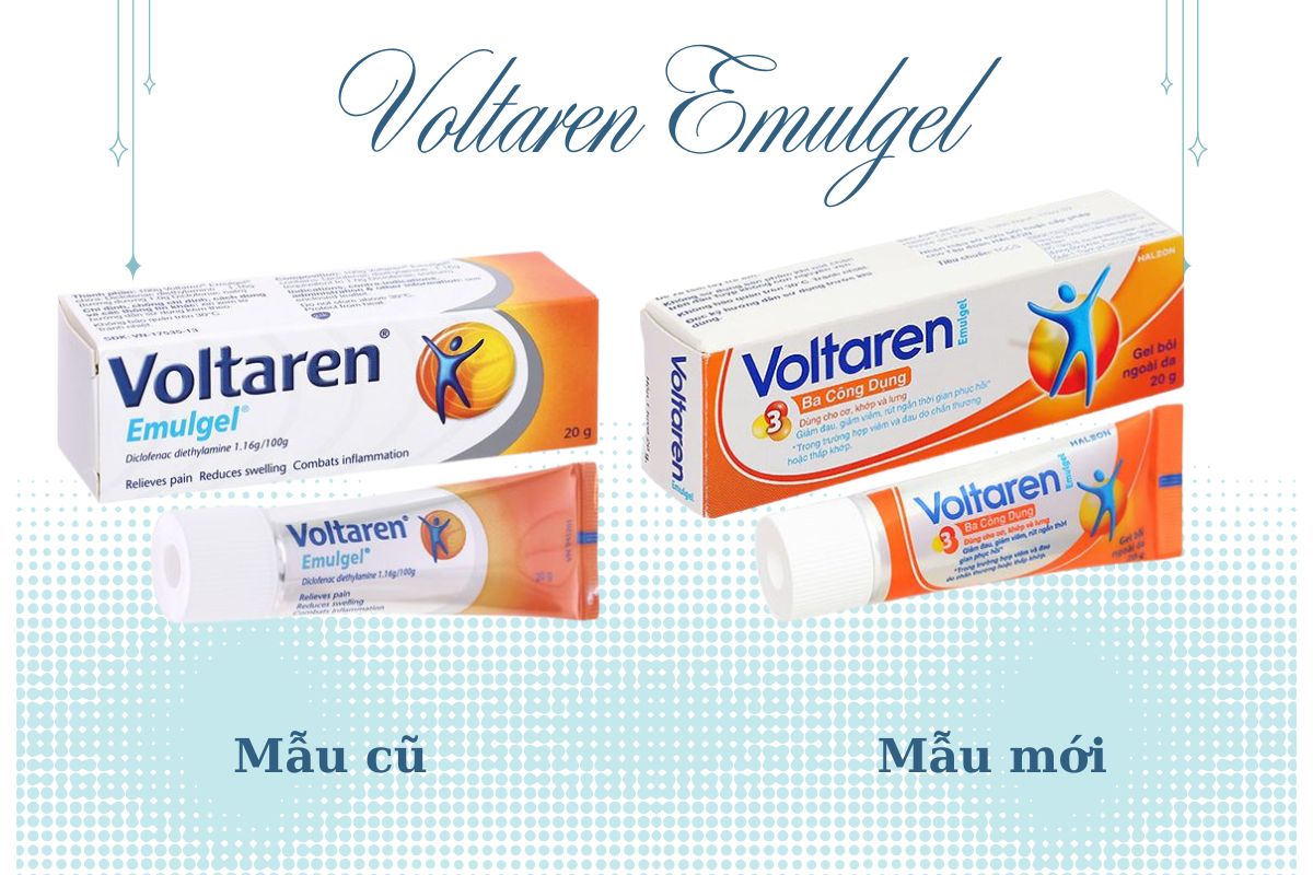 Mẫu bao bì cũ và mới Voltaren Emulgel