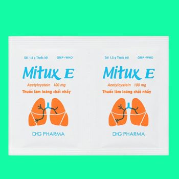 Thuốc Mitux E 100mg DHG Pharma có tác dụng giúp tiêu nhầy trong các bệnh hô hấp