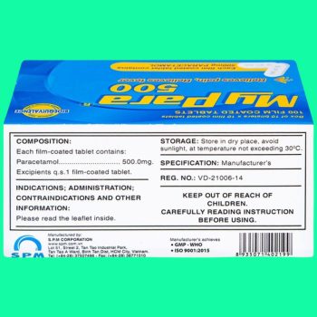 Thuốc My Para 500mg S.P.M có tác dụng giảm đau đầu, đau bụng kinh, đau thần kinh, hạ sốt