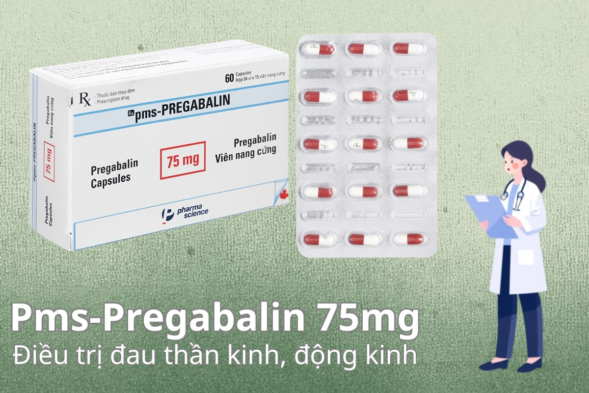 Pms-Pregabalin 75mg điều trị đau thần kinh, động kinh