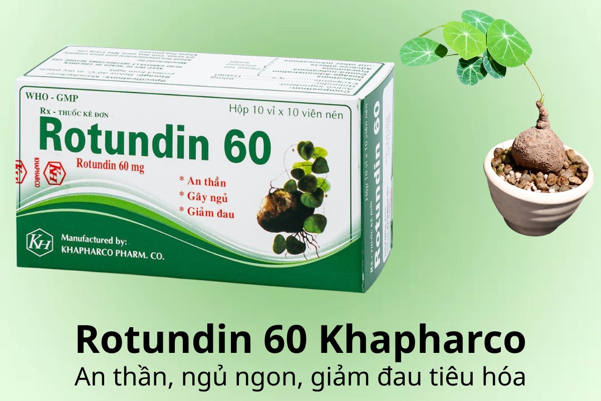 Rotundin 60 Khapharco an thần, ngủ ngon, giảm đau tiêu hóa