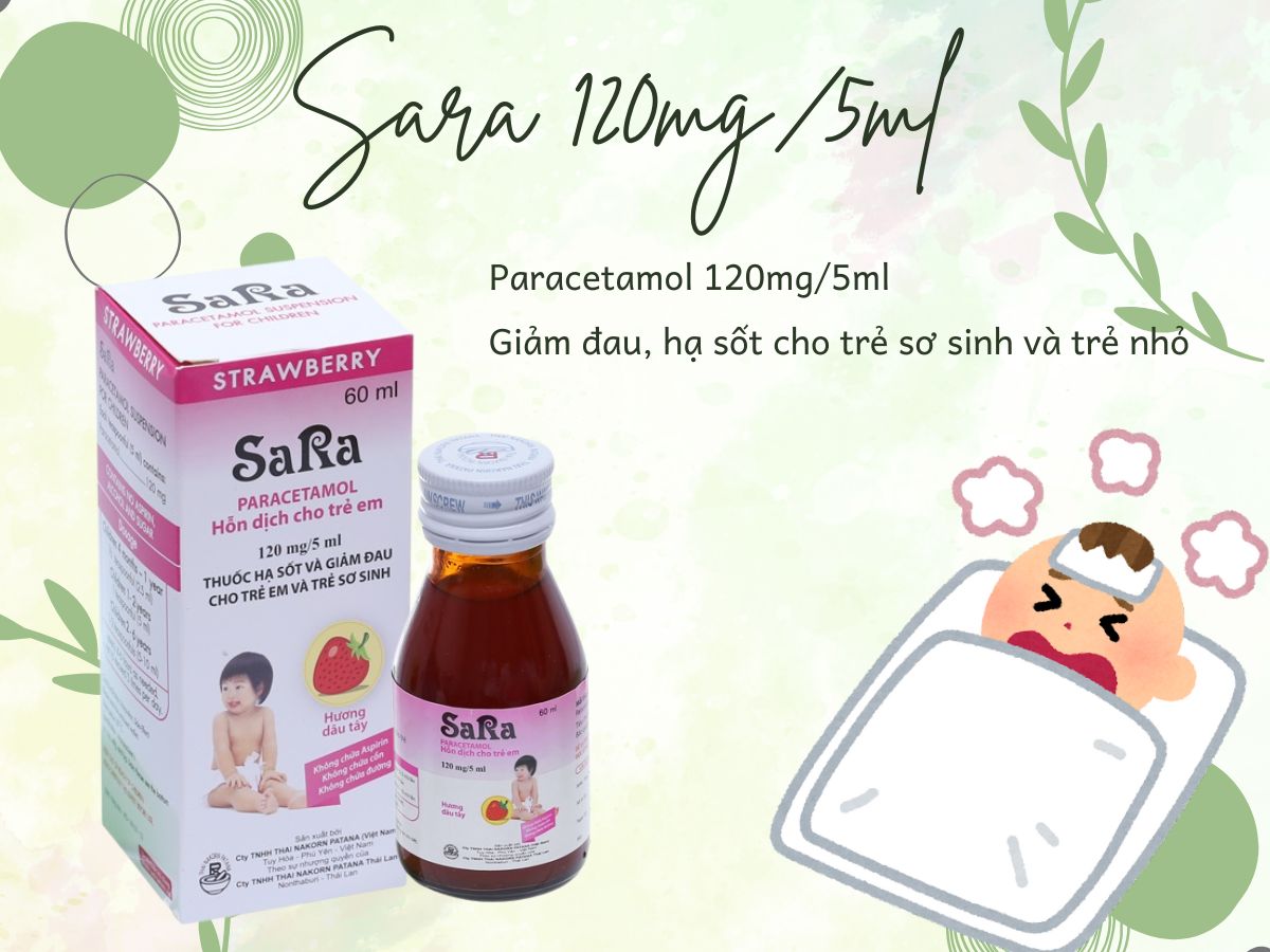 Sara 120mg/5ml 11 Sara 120mg/5ml hạ sốt, giảm đau cho trẻ sơ sinh và trẻ nhỏ