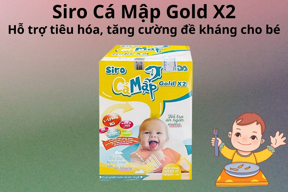 Siro Cá Mập Gold X2 9 Siro Cá Mập Gold X2 hỗ trợ tiêu hóa, tăng cường đề kháng cho bé