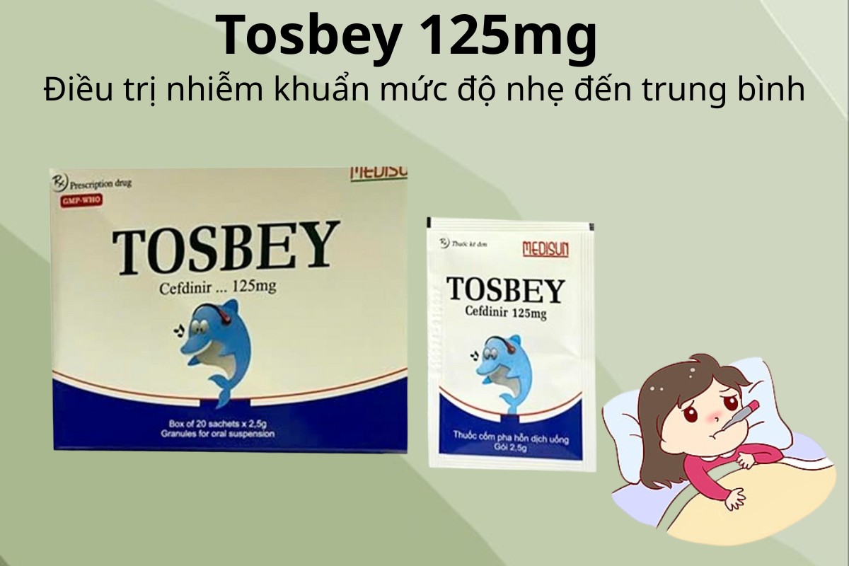 Tosbey 125mg điều trị nhiễm khuẩn mức độ nhẹ đến trung bình