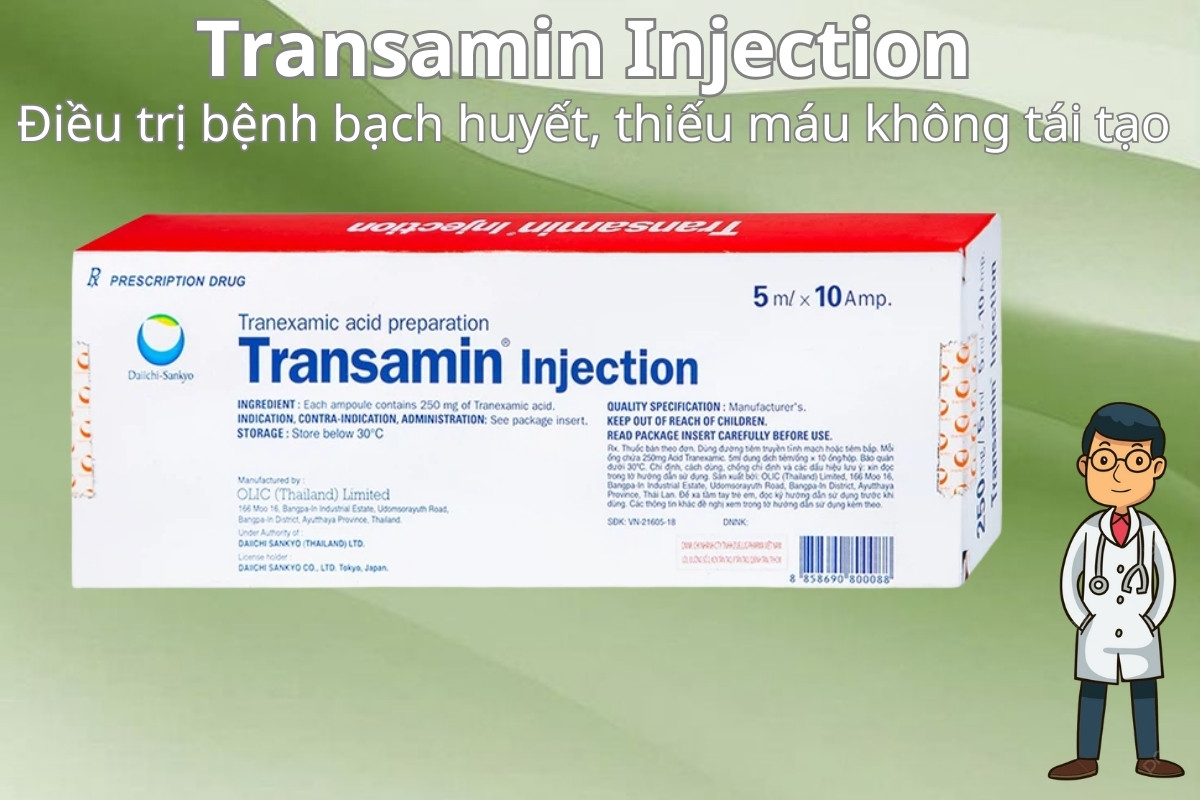 Transamin Injection 250mg/5ml 11 Transamin Injection 250mg/5ml điều trị bệnh bạch huyết, thiếu máu không tái tạo