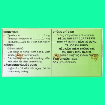 Viên ngậm sát trùng Tyrotab Pharmedic có tác dụng điều trị viêm họng, viêm amidan