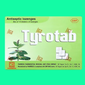 Viên ngậm sát trùng Tyrotab Pharmedic có tác dụng điều trị viêm họng, viêm amidan