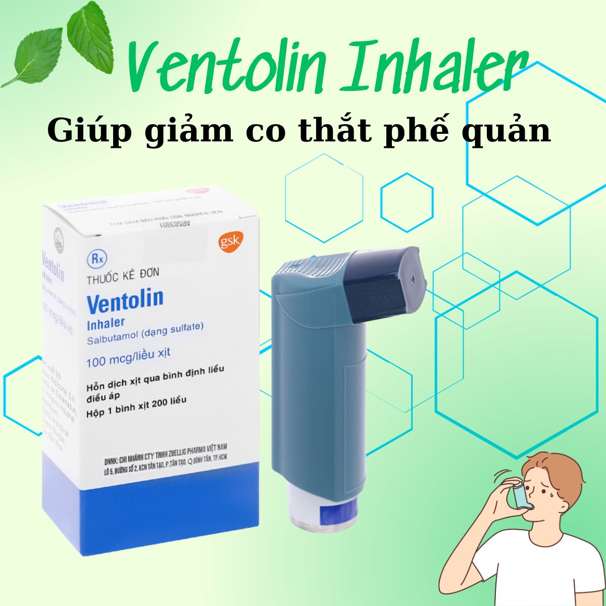 Ventolin Inhaler điều trị và ngăn ngừa co thắt phế quản