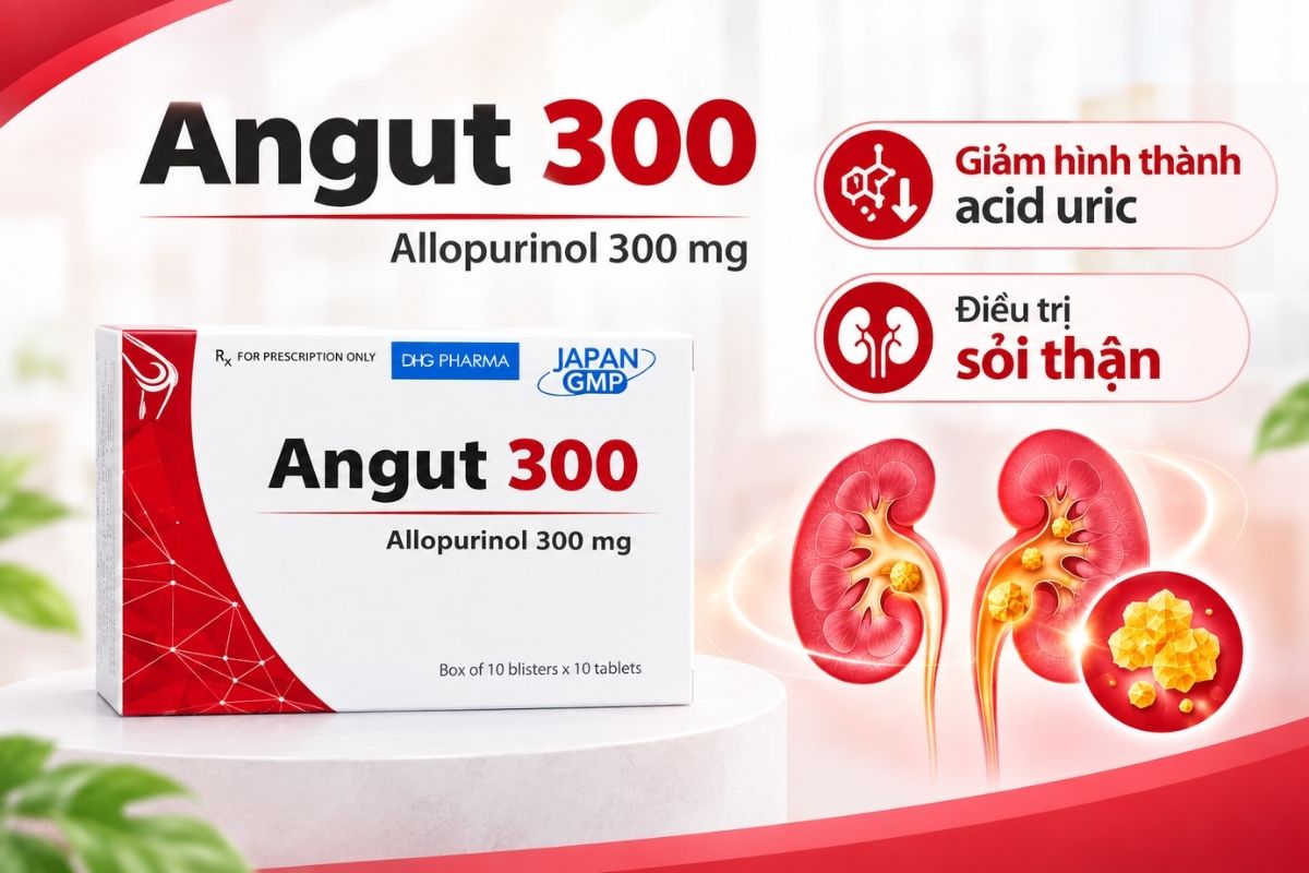 Angut 300mg 14 Angut 300mg giảm hình thành acid uric, điều trị sỏi thận