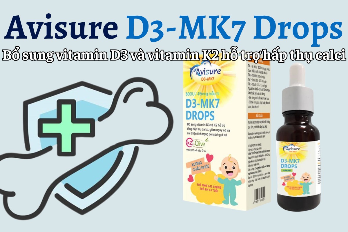 Avisure D3-MK7 Drops 10 Avisure D3-MK7 Drops bổ sung vitamin D3 và vitamin K2, hỗ trợ hấp thu calci