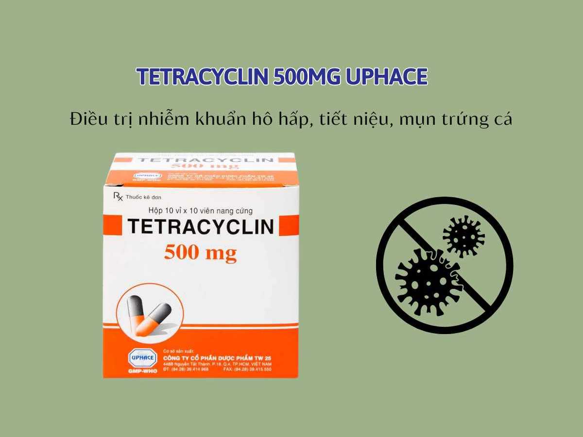 Tetracyclin 500mg Uphace 9 Tetracyclin 500mg Uphace điều trị nhiễm khuẩn