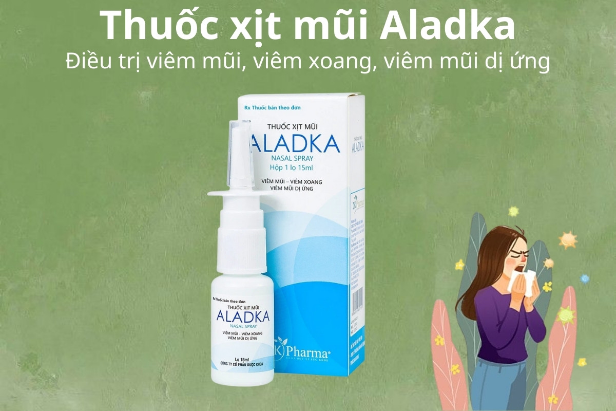 Thuốc xịt mũi Aladka 9 Thuốc xịt mũi Aladka điều trị viêm mũi, viêm xoang, viêm mũi dị ứng