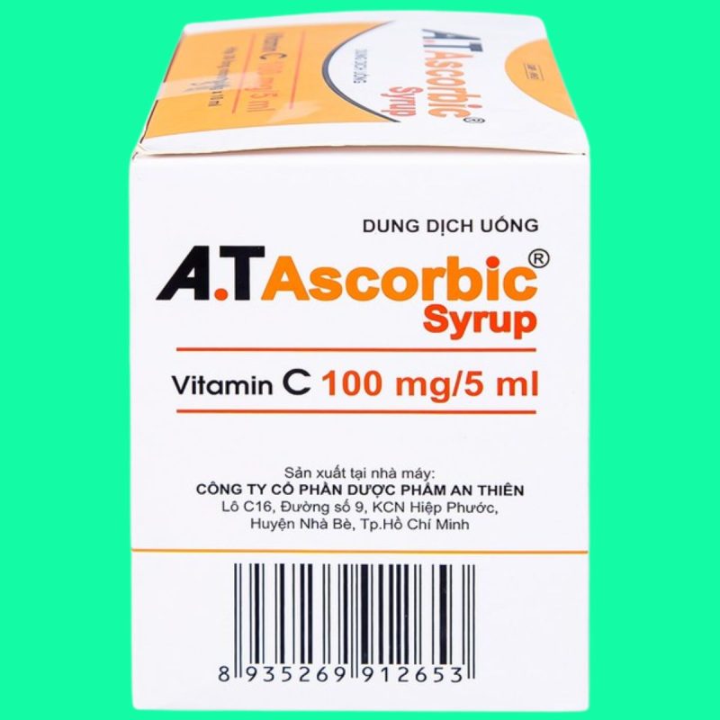 Thuốc A.T Ascorbic Syrup 100mg/5ml (30 ống 10ml) điều trị bệnh scorbut