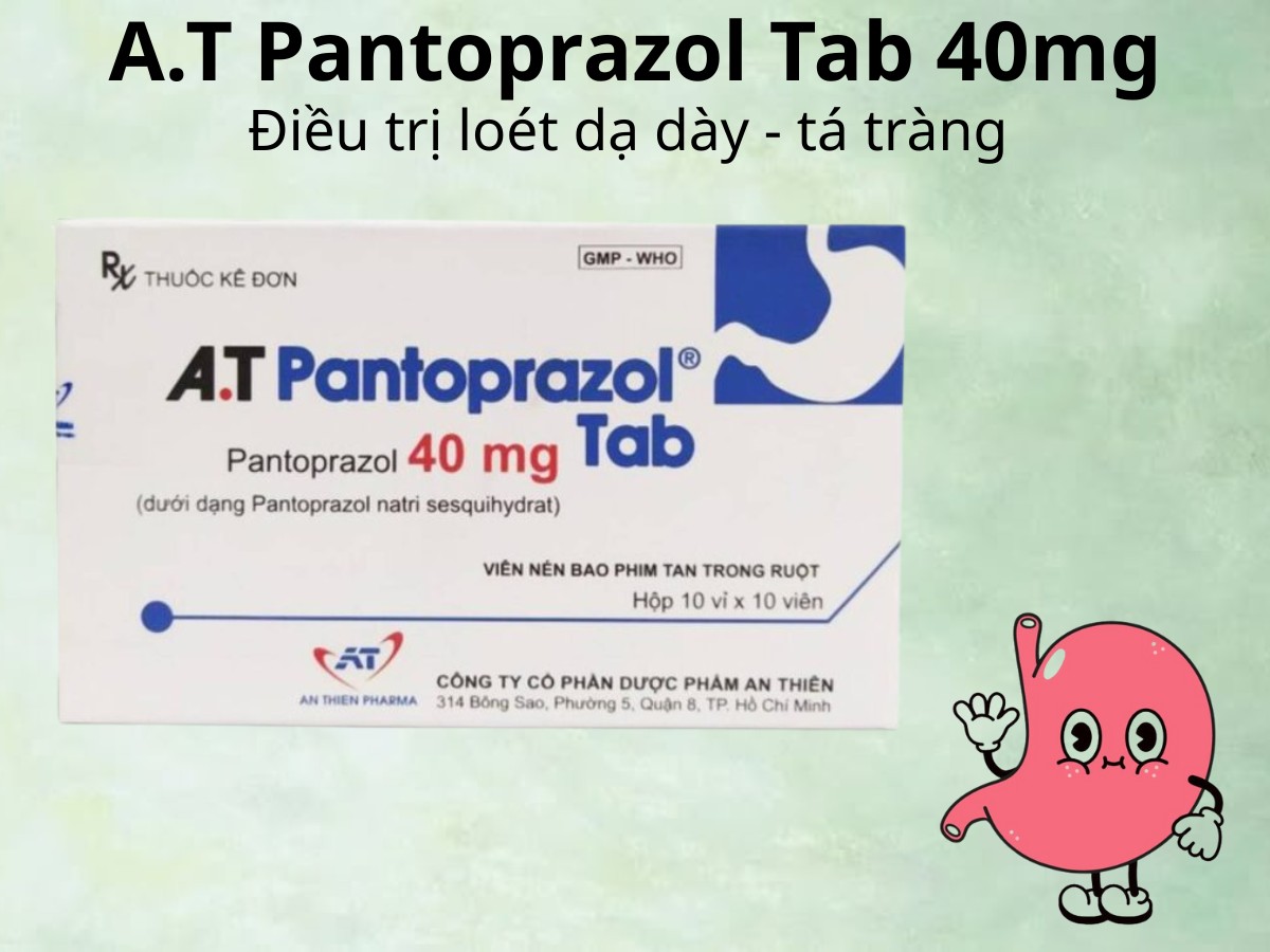 A.T Pantoprazol Tab 40mg 7 A.T Pantoprazol Tab 40mg điều trị loét dạ dày - tá tràng