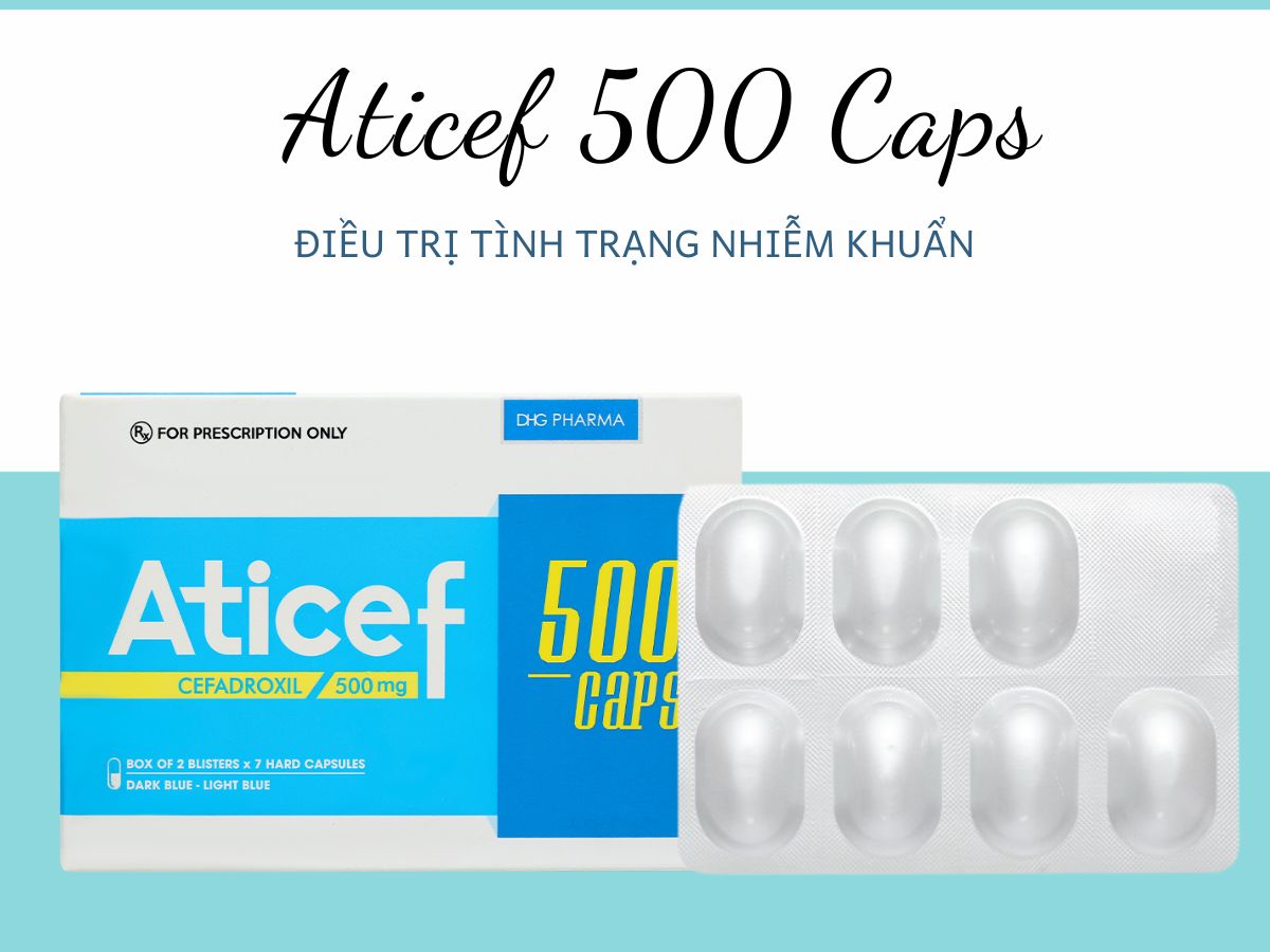 Aticef 500 Caps 10 Thuốc Aticef 500 Caps điều trị nhiễm khuẩn đường hô hấp, viêm amidanThuốc Aticef 500 Caps điều trị nhiễm khuẩn đường hô hấp, viêm amidan