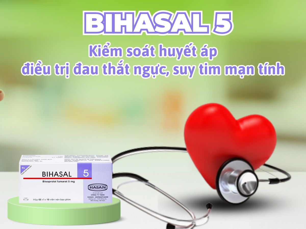 Bihasal 5mg 9 Thuốc Bihasal 5 điều trị cao huyết áp, đau thắt ngực và suy tim mạn tính.